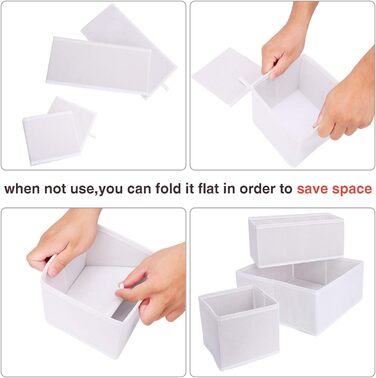Puricon 13-Piece Storage Box Set Fabric Drawer Organizer/Organization System for Clothes Foldable Storage Boxes Set Boxes for Closet Bedroom - (8 Pieces, White)