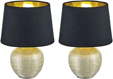 Настільна лампа Reality Leuchten Luxor, кераміка, золото, E14, 18x18x26 см, 2 шт. в упаковці