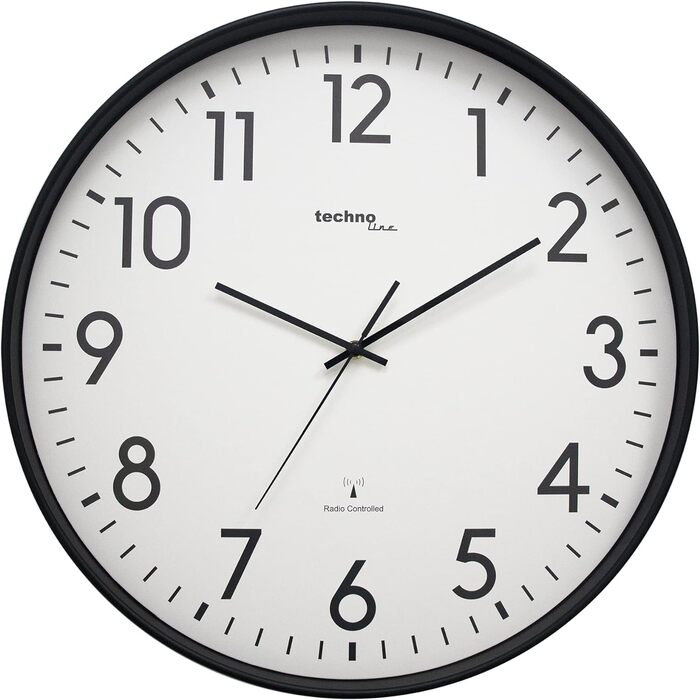 Technoline XXL Radio Wall Clock WT8998, 50 cm, Station Clock, XXL Wall Clock, Black
