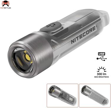 Ліхтарик-брелок Nitecore TIKI, міні, акумуляторний, 300 люмен, UV-світло, надяскравий