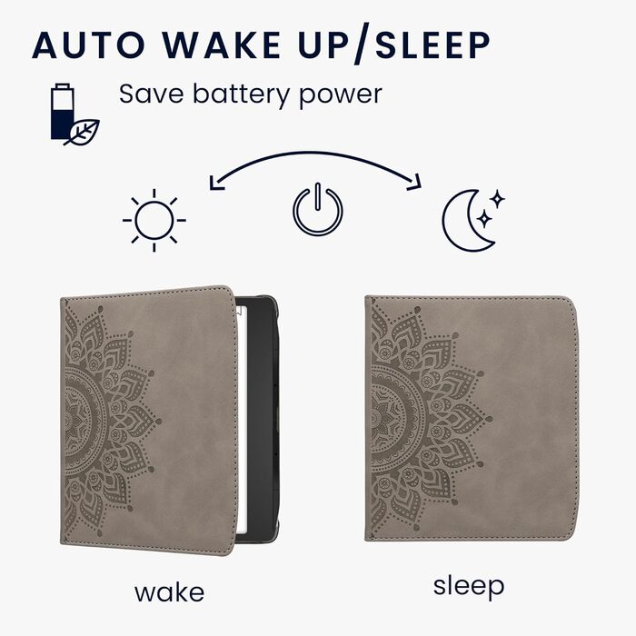 Чохол-книжка kwmobile для Pocketbook Era/Era Color: з екошкіри, з петлею для руки, сірий «Схід Сонця» 22