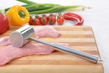 Молоток для м'яса GRÄWE з нержавіючої сталі, двосторонній відбійний молоток з гладкою та рифленою поверхнею, 28 см