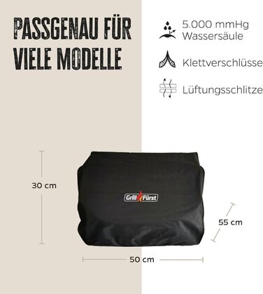 Захисний чохол для гриля Grillfürst G201, водонепроникний, 50x55x30 см, для газового гриля та кемпінгу