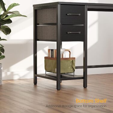 Cubiker 120x50cm Computer Desk with Drawers - Steel Frame, Industrial Design, White & Black