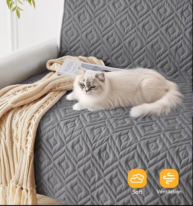 Водонепроникний килимок для собак, антиковзкий та пральний, ковдра для собак та котів, захист дивану від шерсті та подряпин, ідеально підходить для дивану, ліжка, автокрісла (Сірий, 97×190см) (170x210см)