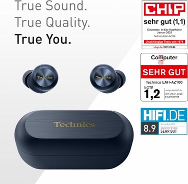 Technics EAH-AZ100E-S Бездротові навушники з активним шумозаглушенням, 10 мм драйвер, Multipoint Bluetooth, Voice Focus AI, комфортні, срібні (Mitternachtsblau)