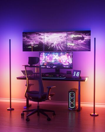 LED-підлогова лампа WISIMMALL з RGBIC підсвічуванням, 170 см, диммування, керування пультом/додаток, 16 млн кольорів, 300 режимів, музичний синхронізатор для вітальні, спальні, ігрової кімнати