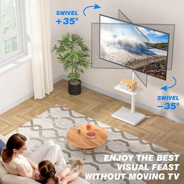 Стійка для телевізора 5Rcom з кронштейном 32-60 дюймів (до 40 кг), біла, VESA 400x400, регульована висота