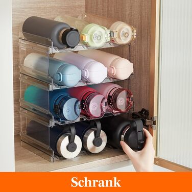Lifewit Stackable Bottle Organizer Wine Bottle Holder Wine Rack Wine, Freezer, Pantry - Plastic Water Bottle Holder for Kitchen Countertop, Cabinet, Office - 4-Pack