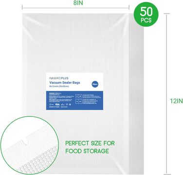 Вакуумні пакети для продуктів 20x30 см, 50 шт, для вакууматора та зварювача, BPA-free, міцні, для Sous Vide
