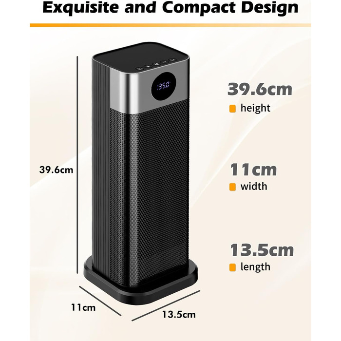 Електричний обігрівач PTC 2000W з термостатом, дистанційним керуванням, таймером та захистом від перегріву. Обігрівач для дому, офісу, спальні.