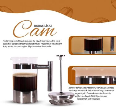 Френч-прес Any Morning для приготування кави | Кавоварка з нержавіючої сталі та скла | 600 мл