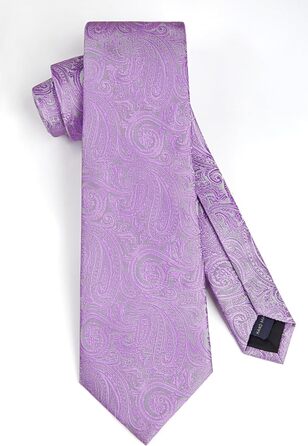 HISDERN Комплект краватки та нагрудного хустинки для чоловіків на весілля, патерн пейслі, жаккард, однотонні кольори (фіолетовий)