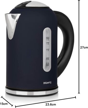 Електричний чайник H.Koenig BOE52, 1.7л, регулювання температури 40-100°C, 2200W, колір: Нічний блакитний