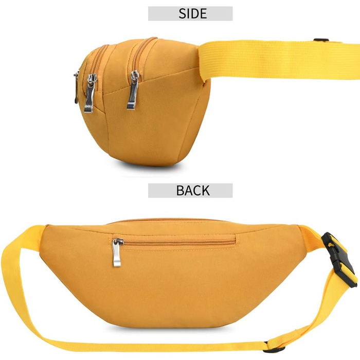 Водонепроникна поясна сумка на пояс, 3 кишені на блискавці для чоловіків та жінок, для піших прогулянок, туризму, спорту, подорожей, гаманець (Жовтий)