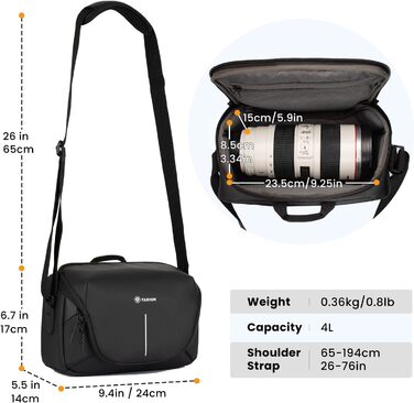 Чохол для камери TARION: водонепроникний, для DSLR та системних камер, з відділеннями для аксесуарів, чорний