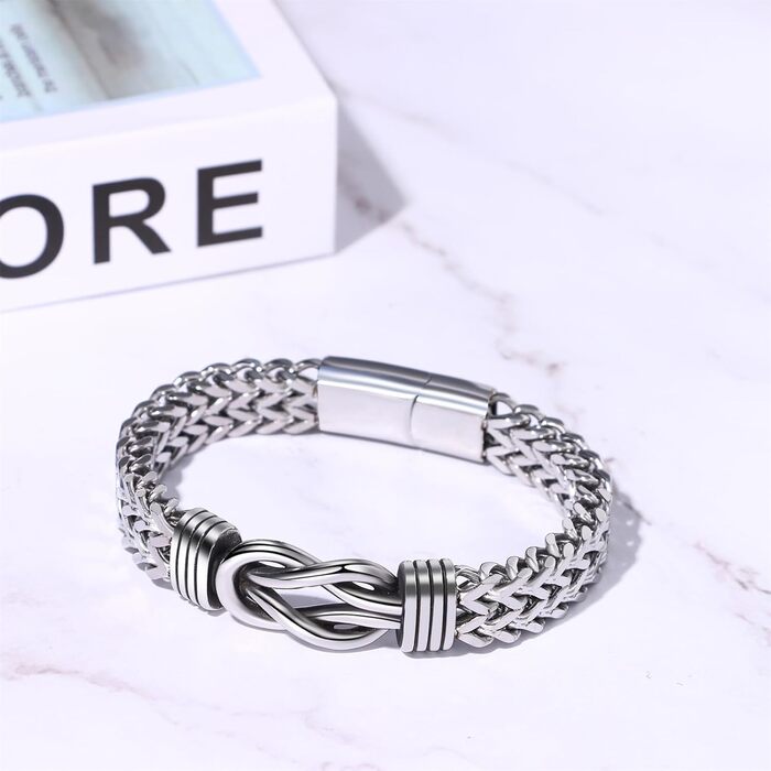 Чоловічий браслет JewelryWe в стилі готика та панк: ланцюг на руку з нержавіючої сталі 