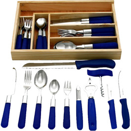 GRÄWE Starter Set for 6 People, 37-Piece, Stainless Steel Cutlery, 30-Piece Dinner Cutlery, including 3 Kitchen Knives, 3 Kitchen Utensils, Drawer Insert - Milano Series