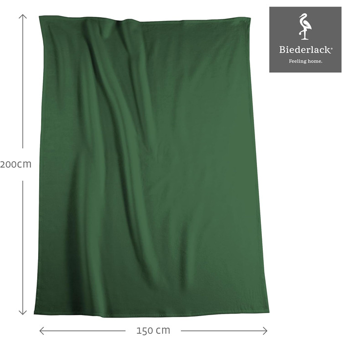 Плед Biederlack Pure Cotton, 100% бавовна, темно-зелений, 150x200 см, виготовлений у Німеччині, сертифікат OEKO-TEX, екологічний, м'який плед для дивану та спальні
