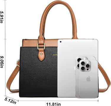 Стильна жіноча сумка-шопер Kurgool з натуральної шкіри: двоколірна, з ручками, чорно-коричнева