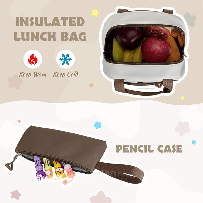 Набір шкільних рюкзаків для дівчаток Lässig: 3 шт. (рюкзак, пенал, ланчбокс) для 2-5 класів. Коричневий