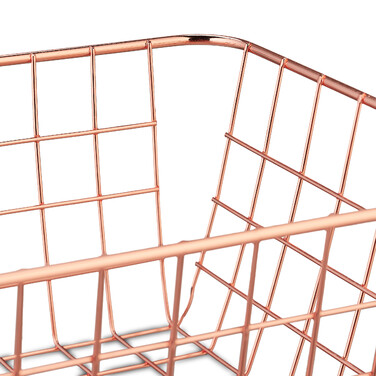 Set of 2 Wire Baskets in Rosé Gold