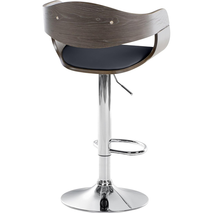 Kingston Adjustable Bar Stool with Faux Leather Seat - Black/Gray
