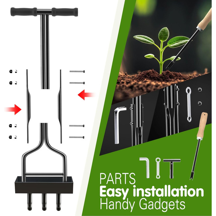 Kedox Aerifier for Lawns, Heavy Duty Hollow Tine Lawn Aerator with Ground Frame 38In, Manual Lawn Aerator Lawn Aerifier Verticutter for Your Lawn or Yard and Compacted Soils