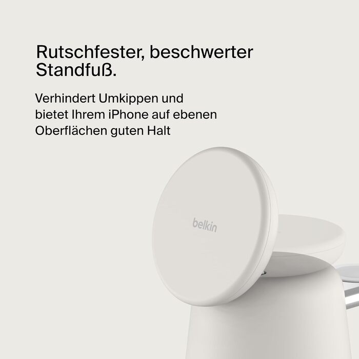 Беспроводная зарядная станция Belkin BoostCharge Pro 2-в-1 Qi2 15W MagSafe для iPhone, Apple Watch, AirPods (пісочний)