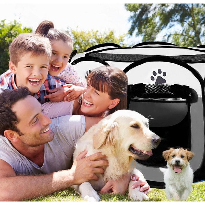 Клітка-забіг для цуценят та дрібних тварин 114x114x59 см (сіра)