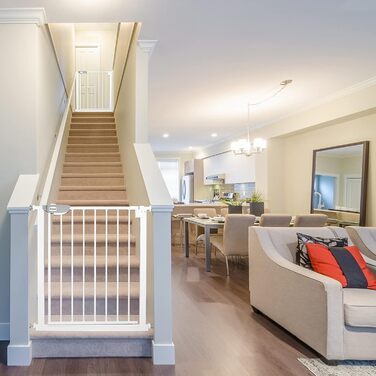 Захист для дитячих воріт HENGMEI: автоматичне закриття, кріплення без свердління, 180° відкривання, 75-95 см, білий