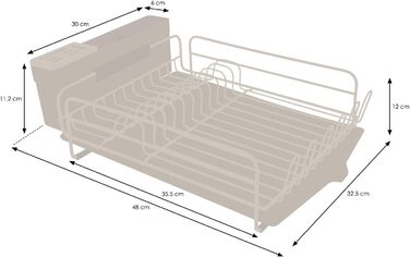 Premium Dish Drying Rack – Drying Rack for Plates with Cutlery Holder and Catch Basin – Black Powder-Coated Steel