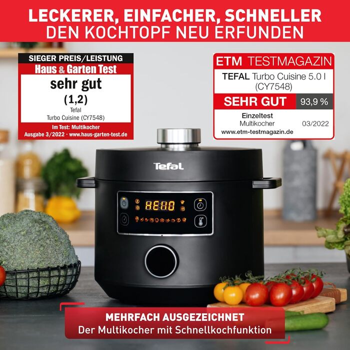 Tefal CY7548 Turbo Cuisine Multi-Cooker, 1000W, Plastic, 5 liters, Black Cuisine Multi-Cooker - 5L