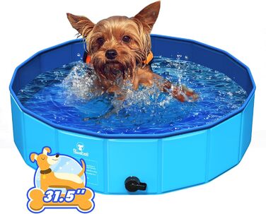 Pawaboo Foldable Dog Pool, Dog Bath, Swimming Pool for Dogs, Easy Storage, Durable Scratch-Resistant Pet Pool for Puppies and Cats, Portable Splash Pool for Pets (80cm x 20cm, S)