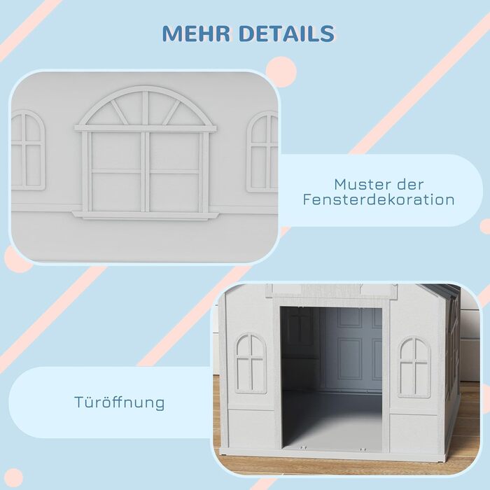PawHut Dog House with Gable Roof - Weatherproof Outdoor Dog Shelter for Medium Dogs (Up to 20kg) - Grey