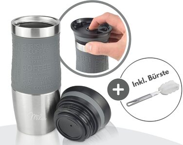 Термокружка Milu 370 мл, 450 мл: сталева, подвійні стінки, для кави з собою, не протікає, автокружка, термокружка, travel mug (сірий)