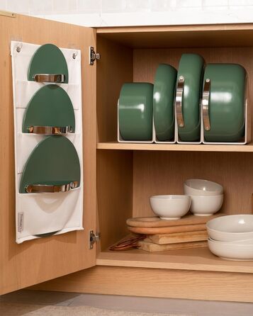 Набір посуду Caraway Deluxe антипригарний керамічний 16 предметів: каструлі, сковороди, кришки, кремовий колір - без PFAS та PFOA, для всіх типів плит, жаростійкий