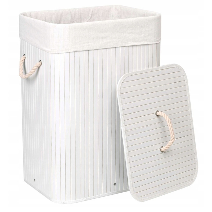 Кошик для білизни та одягу з кришкою, 80 л, 1 секція, білий