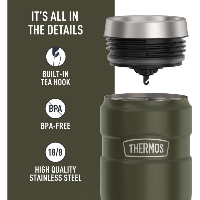 Термос туристичний сталевий King 16 oz, армійний зелений