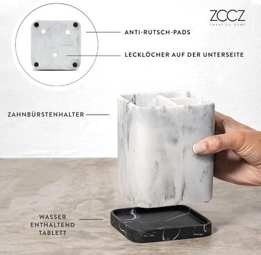 Тримач для зубних щіток ZCCZ для ванної кімнати - керамічний, квадратний, для електричної зубної щітки, білий, під косметику та бритву