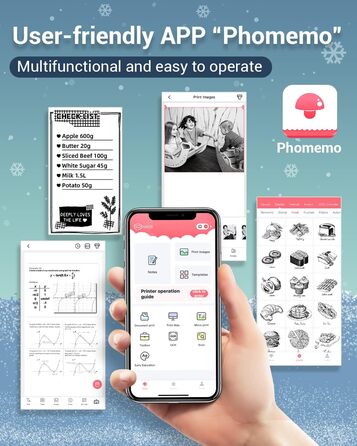 Phomemo Mini Drucker M04AS: компактний термальний принтер з Bluetooth для iOS та Android, 15/53/80/110 мм ширина друку, 300DPI, для документів, фото, етикеток