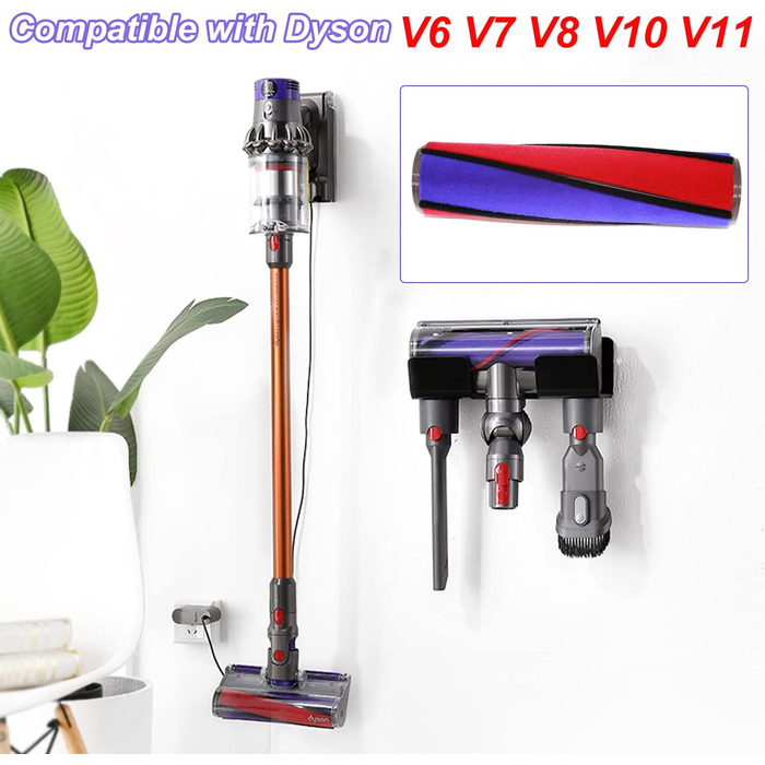 Replacement Brush for Dyson V6 V7 V8 V10 V11 Soft Bristle Floor Brush, Soft Roller for Dyson Accessories, with 6 Felt Strips for Dyson Vacuum Cleaners, Cleaning and Dust Removal ABS
