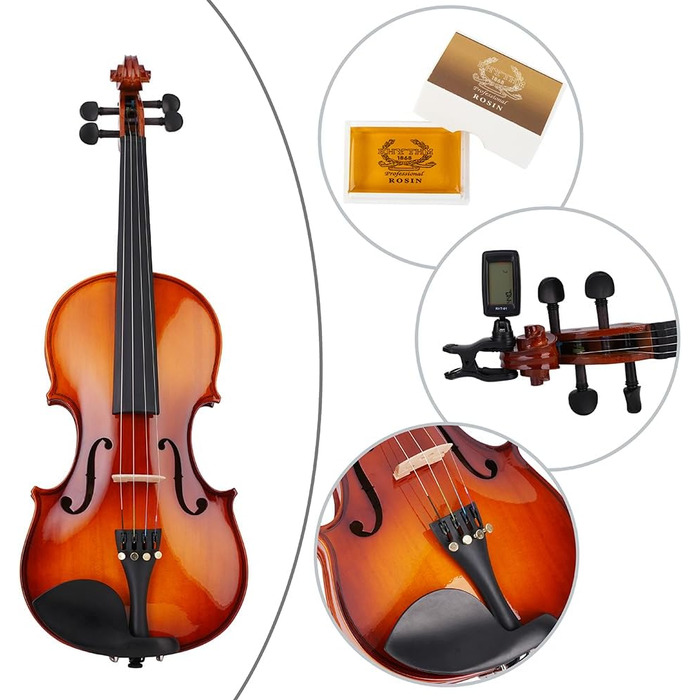 Скрипка 1/2 Rhythm для початківців (набір) з жорстким кейсом, коліумом, підставкою для плеча, смичком та запасними струнами