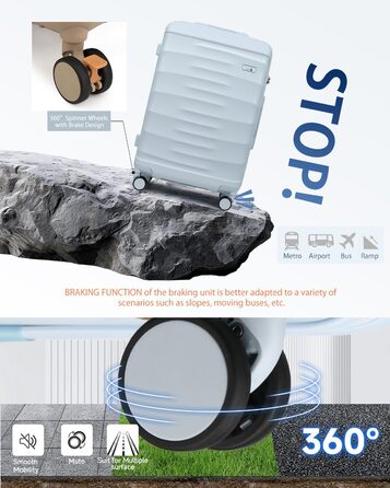 Набір валіз Sea Choice 5 в 1 з ABS-пластику: велика місткість, TSA-замок, ручна поклажа. Включає: валіза-тележка, сумка для подорожей, косметичка. Колір: м'ятно-зелений