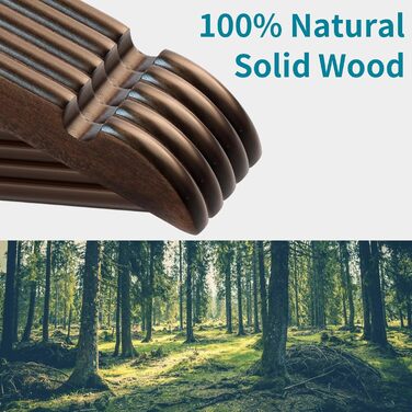 ABHENG Clothes Hangers, Wood, 20 Pieces, Wooden Hangers with Non-Slip Trouser Bar and 360° Swivel Hook, Shoulder Notches, Made from Natural Wood, Dark Walnut Color, AWY0320H