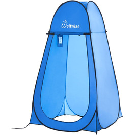 WofWise Portable Pop-Up Shower Toilet Tent - Outdoor Privacy Shelter for Camping, Hiking, Beach & Travel (Blue, XL)
