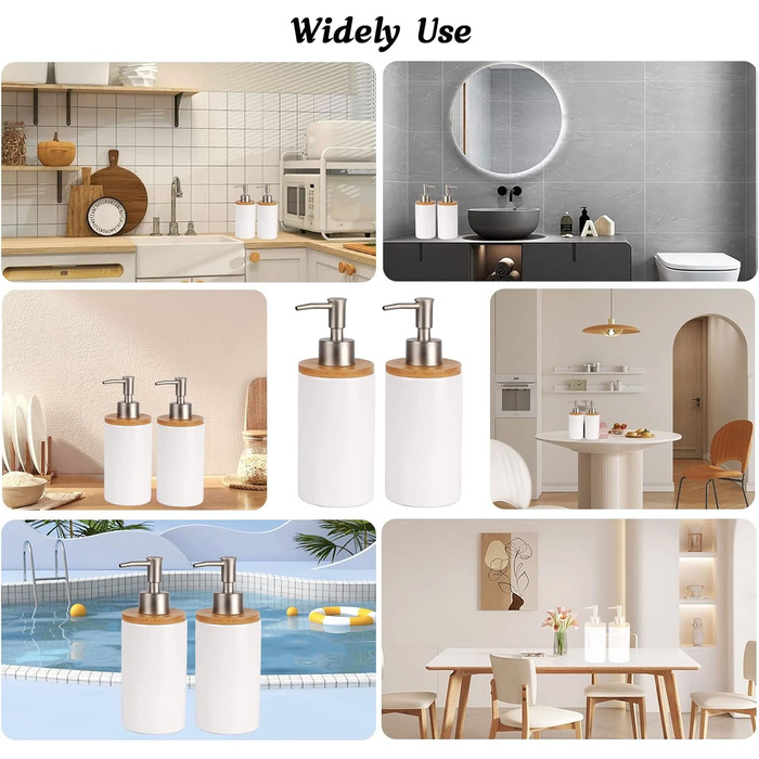 Дозатор для мила з кераміки, 500 мл, з металевим насосом, 2 шт. (для кухні та ванної кімнати)