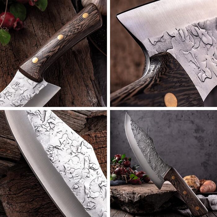2-Piece Chef Knife Set, Kitchen Knives with Leather Sheath - Hand-Forged Chef Knives, Perfect for Slicing, Japanese Sharp Knife for Home (2 Pieces)