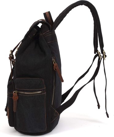 Чорний рюкзак KAUKKO 15 дюймів: стильний ретро-рюкзак для жінок та чоловіків, 27×16×41 см, велика місткість, ідеальний для подорожей, кемпінгу та активного відпочинку