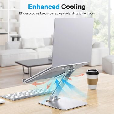 Підставка для ноутбука OMOTON, алюміній, регульована висота, ергономічна, складна, для MacBook Pro/Air (11-16 дюймів), срібна